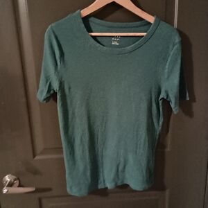 a new day Teal Ribbed Short Sleeve Top